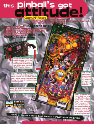 Guns 'N Roses Pinballl Flyer