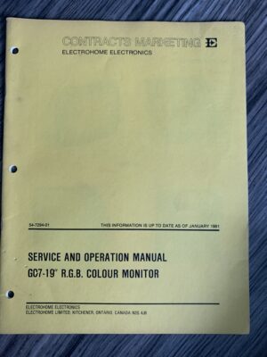 Electrohome G07 Monitor Manual